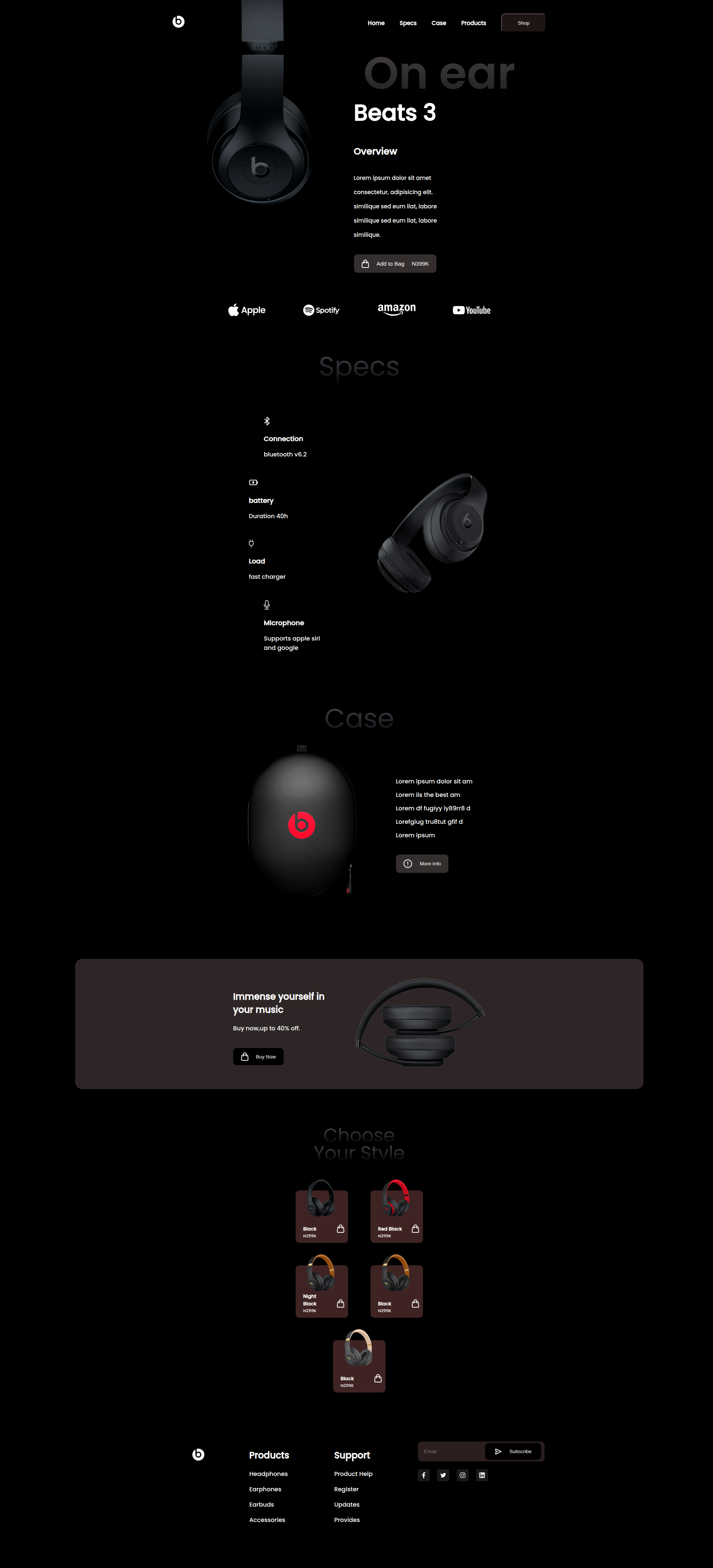 Beats Product Landing Page UI preview